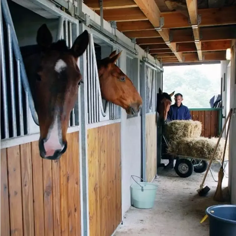 Porte de box cheval coulissante barreaude avec rails bois douglas La Ge Acheter Direct