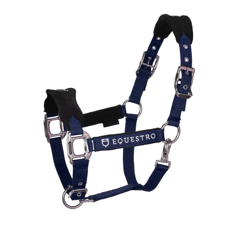 Licol en nylon avec longe et doublure en polaire Equestro - Poney - Marine Dernier Modle