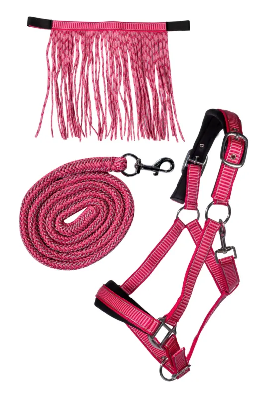 Set de licol HKM Lilly mousqueton et franges dtachable - Cob - Rose Bon March