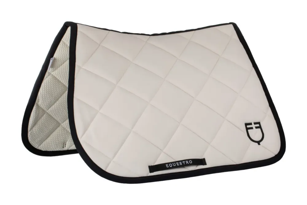 Tapis de selle obstacle en tissu technique avec logo brod Black Line Edition Equestro - Poney - Beige Expdi Aujourdhui