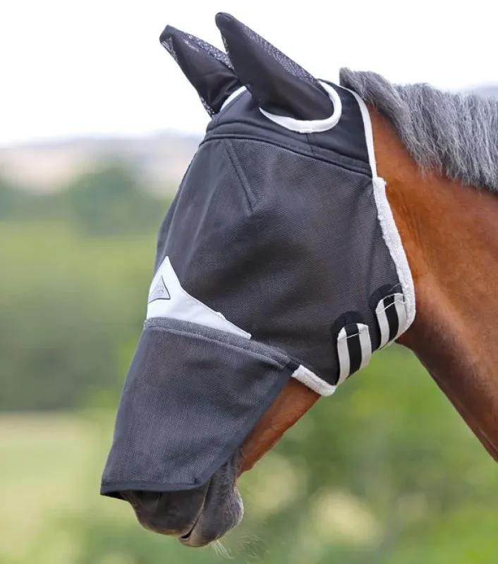 Masque anti mouches de pr Durable Shires nez et oreilles FlyGuard Pro - Poney - Noir Commander Vite