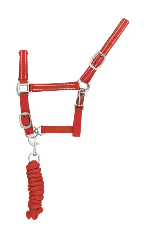 Promotion Saisonnire Licol Synthtique avec Longe Reflective Supreme - Poney - Rouge