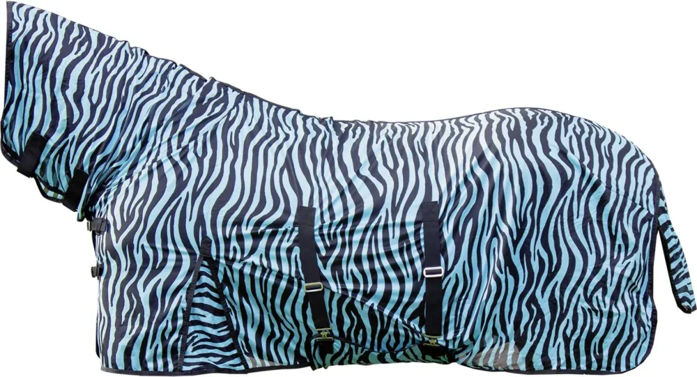 Couverture anti-mouches Zebra Aqua HKM - 125 cm - Aqua / noir Jusqu puisement Des Stocks