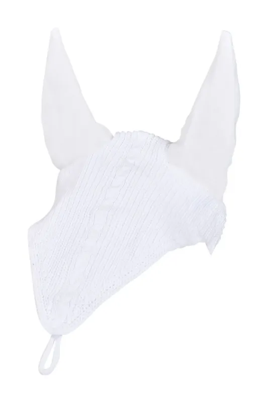 Bonnet anti-mouches en maille avec attache la muserolle Equestro - Cheval - Blanc Top Vente