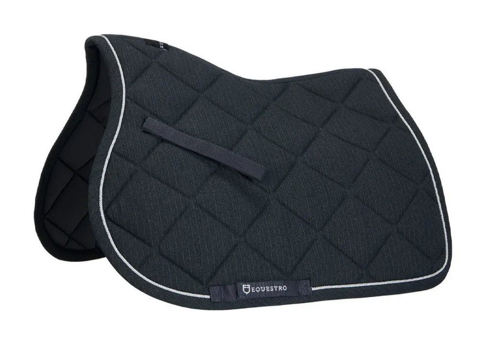 Tapis de selle de saut poney Diamond en coton avec galons Equestro - Poney - Gris Prix Rduit