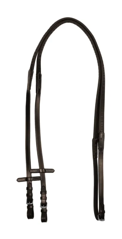 Rnes en caoutchouc Equestro grip en relief et finitions argentes - Poney - Marron fonc Commander Maintenant