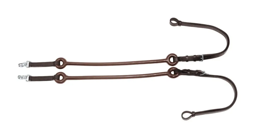Rduction Rnes lastiques en Cuir avec Tirants en Caoutchouc Umbria Equitazione - Poney - Marron fonc