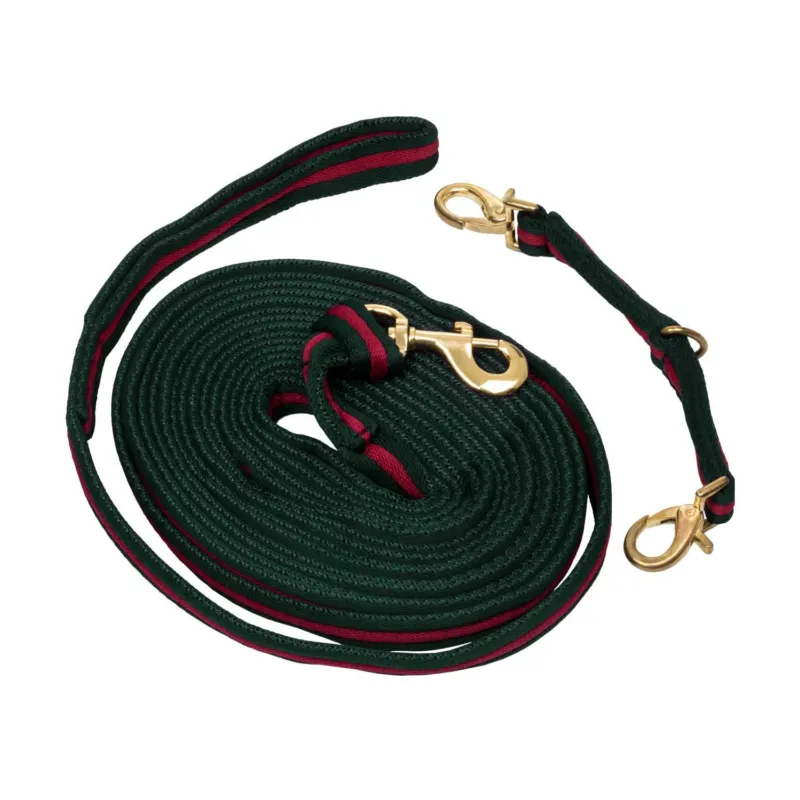Nouvel Arrivage Longe de travail nylon rembourre attachable au licol Umbria Equitazione - Vert chasseur / bordeaux