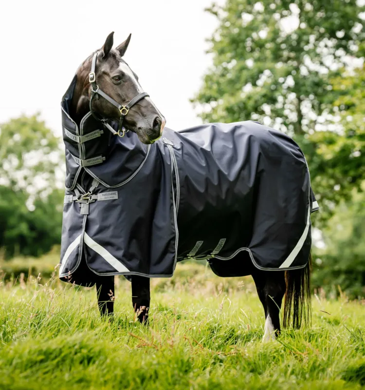 Prix Promo Couverture Horseware Rambo Optimo Plus Turnout 0g 1000D - 155 cm - Marine / orage / gris argent