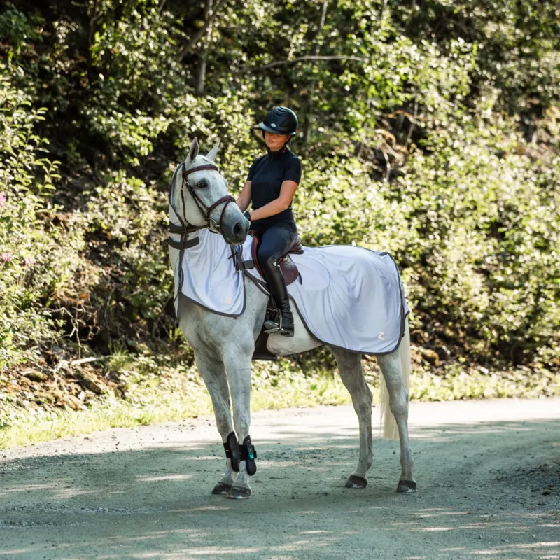 Couverture anti-insectes pour monter cheval Eira avec couvre-cou amovible Horze - 145 cm - Gris Offre Spciale