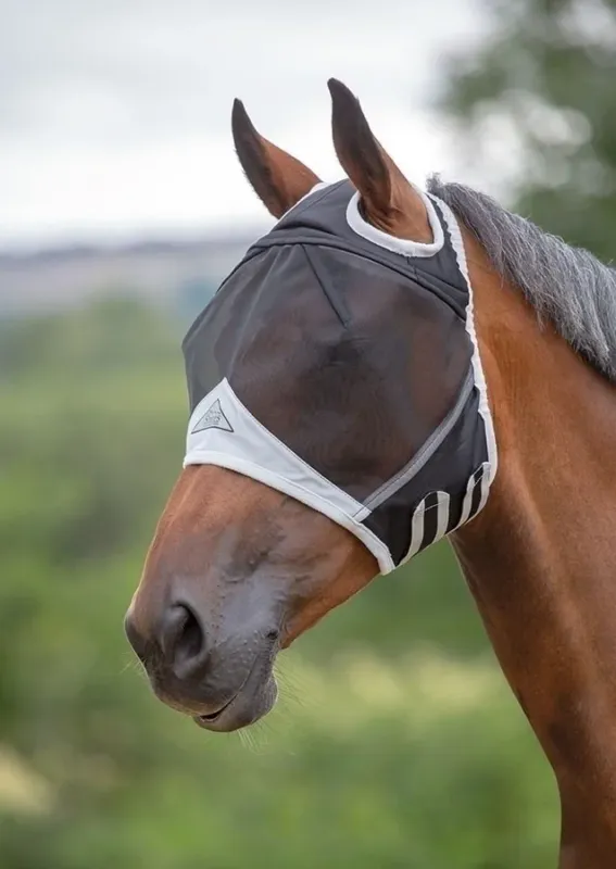 Masque anti mouches Shires avec trou oreilles FlyGuard Pro - Petit poney - Noir Nouvel Arrivage
