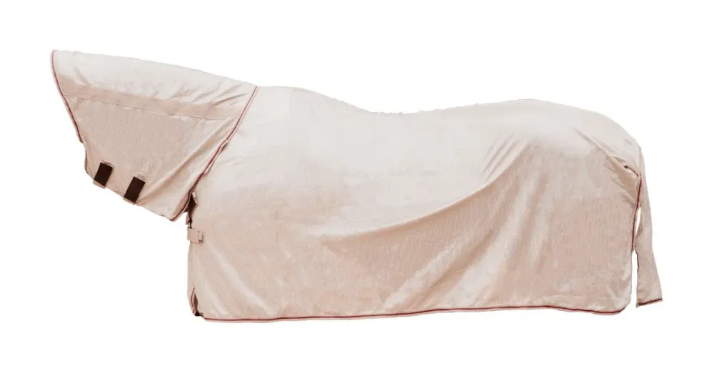 Couverture anti-mouches Comfort Classic avec Couvre-cou & Ventre Kentucky - 140 cm - Beige / bordeaux Seulement Aujourdhui
