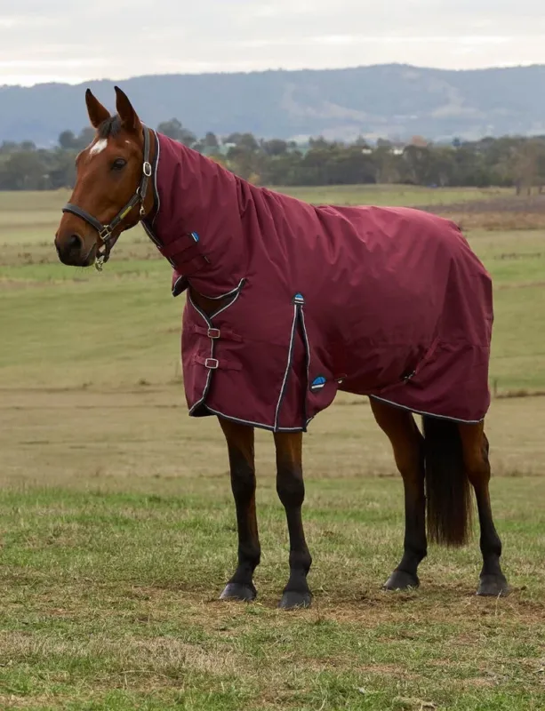Couverture ComFiTec Prelim Turnout Weatherbeeta Combo 0g - 165 cm - Bordeaux / marine Achat Immdiat