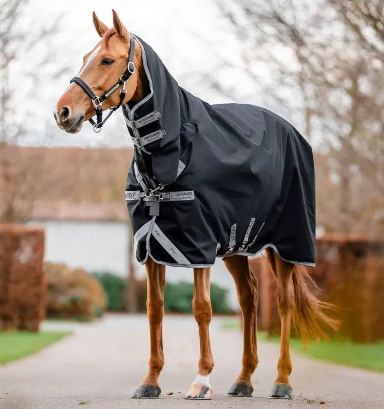 Prix Choc Couverture Horseware Amigo 1200D Integrated Turnout 0g - 130 cm - Noir / gris titane / argent
