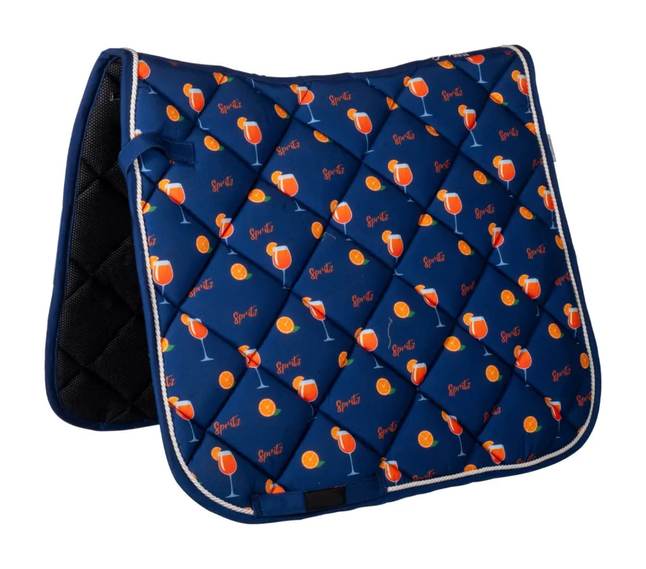 Tapis HKM Splash - Poney dressage - Bleu fonc / orange Dernier Modle