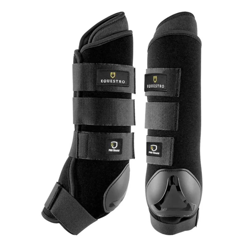Gutres de repos en noprne/coton avec renfort en plastique Equestro par 2 - M - Noir Must-Have