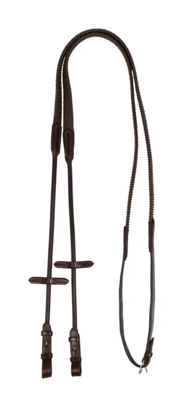 Rnes en cuir roul avec caoutchouc pointill 5/8 Acavallo - Noir Marque