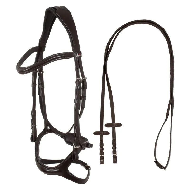 Bridon Supreme avec muserolle anatomique courbe - Cheval - Marron fonc Top Vente