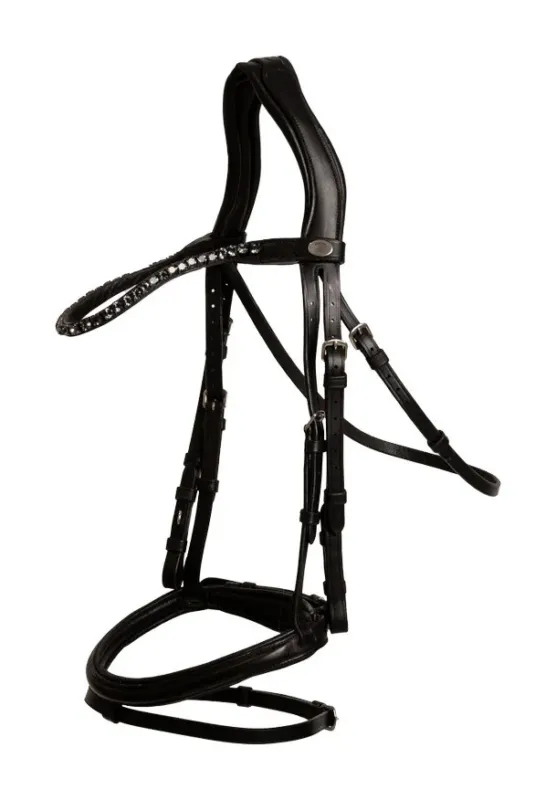Achat Immdiat Bridon Muserolle Moyenne Combine Cuir Souple Dy'on - Cheval - Noir