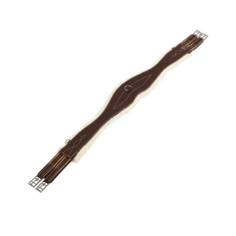 Seulement Aujourdhui Sangle obstacle en cuir avec mouton synthtique Alizee Equestro - 115 cm - Marron fonc