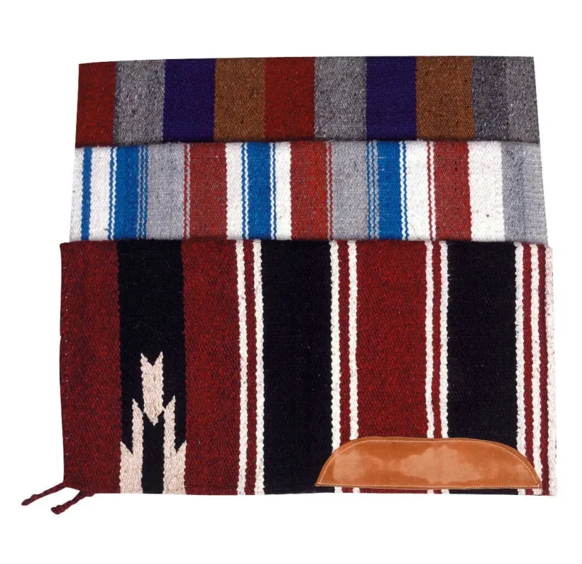 Tapis Navajo coton tiss cuir - 76 x 152 cm Soldes