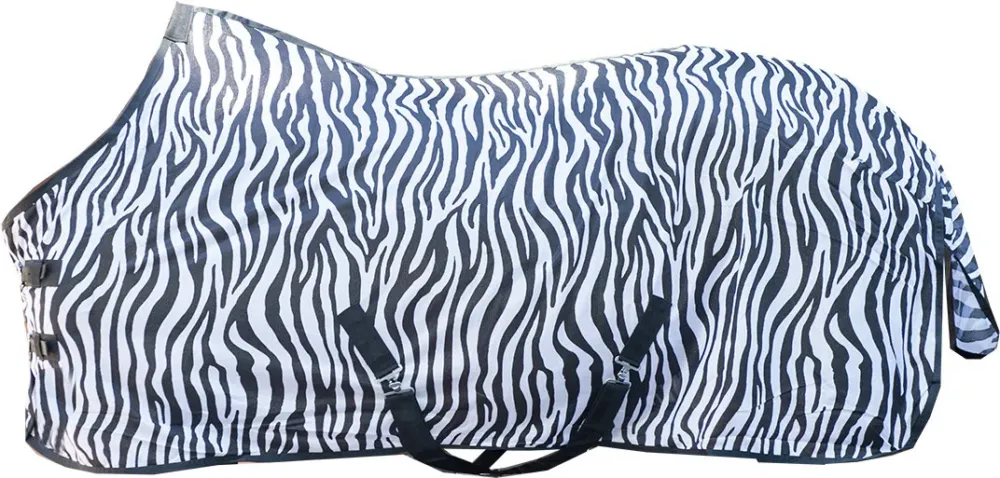 Couverture anti-mouches Zebra avec sangles crois HKM - 165 cm - Blanc / noir Expdi Aujourdhui