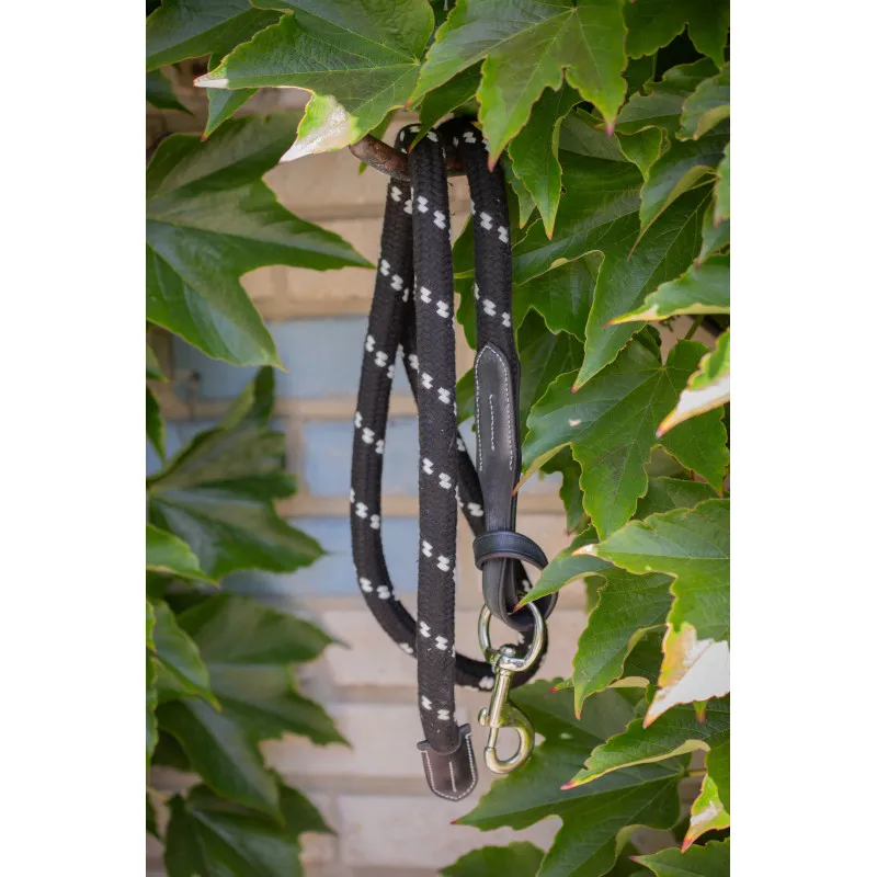 Nouveaut PNLOPE – Longe Corde et Cuir – 1.50 m – Noir