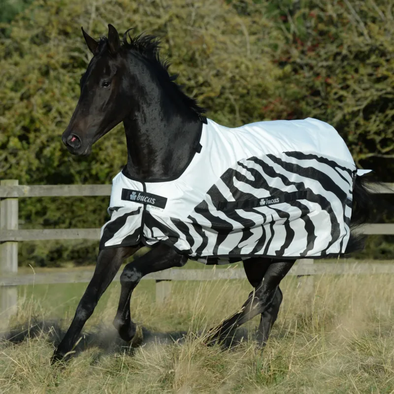 Commander Vite Couverture anti-mouches Bucas Buzz-Off Rain Zebra avec couvre-cou - 115 cm
