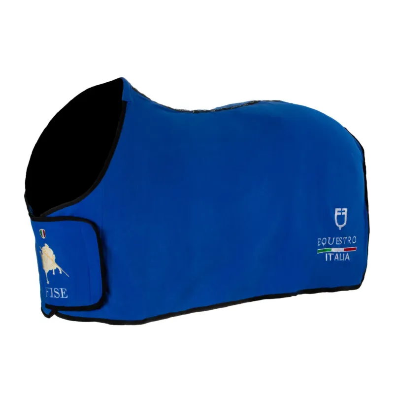 Couverture polaire Equestro x FISE avec fermeture frontale - 125 cm - Bleu de savoie Jusqu puisement Des Stocks