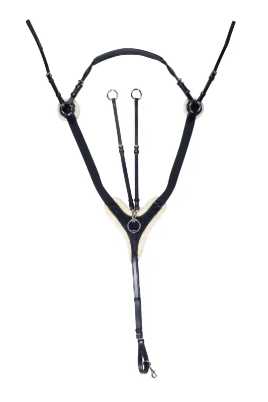 Breastplates HKM Breastplate Cambridge with Artificial Fur - Cob / Brown Promotion Saisonnire