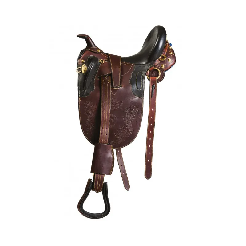 RANDOL'S - Selle western Stock surpique pommeau - 17" - Havane / Noir Remise