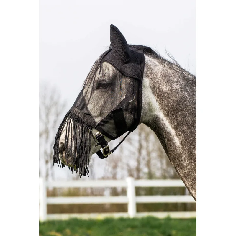 Haute Qualit RIDING WORLD - Masque anti-mouches lger franges - Cheval - Noir