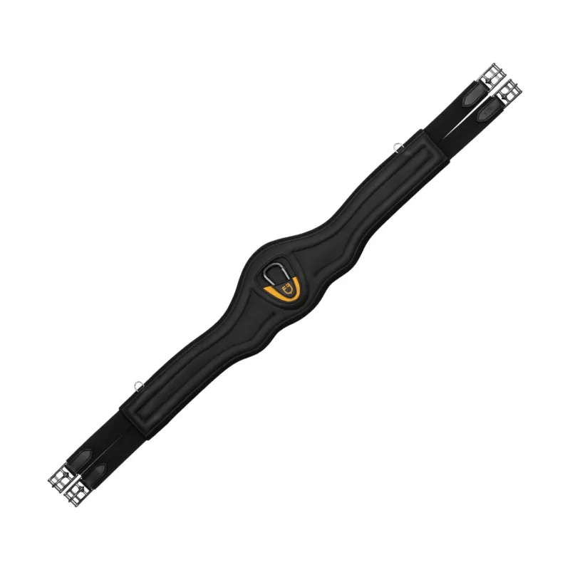 Expdition Rapide Sangle anatomique en cuir avec noprne emboss et rembourr Equestro - 130 cm - Noir