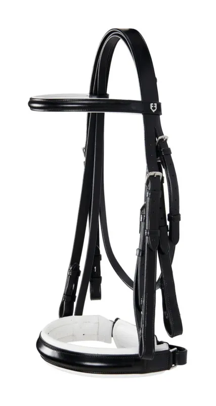 Bride en cuir lisse de dressage Dressage+ Equestro - Grand cheval - Noir Meilleure Vente
