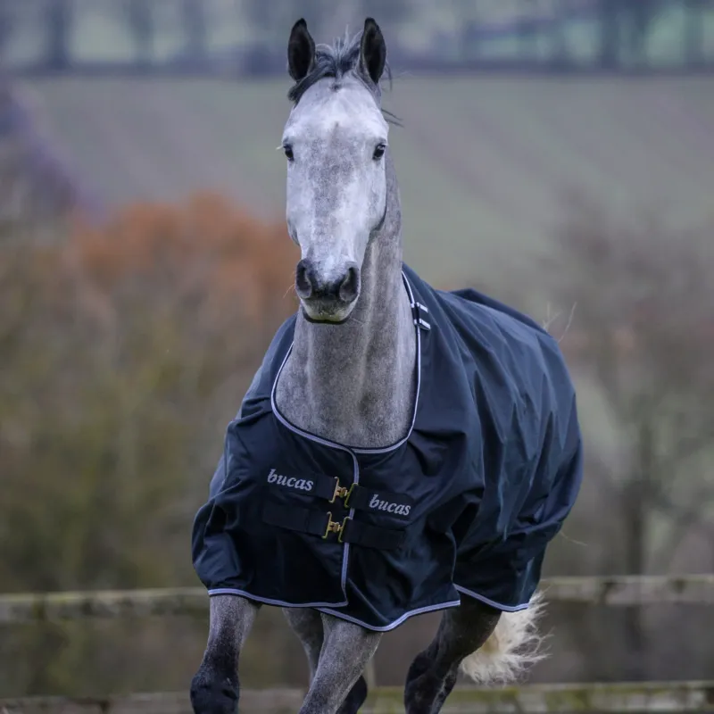Nouvel Arrivage Couverture Bucas Trot Turnout 50g 600D - 130 cm - Noir / blanc