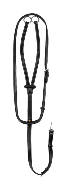 Martingale en cuir avec surpiqres contrastantes Equestro - Poney - Noir Commander Vite