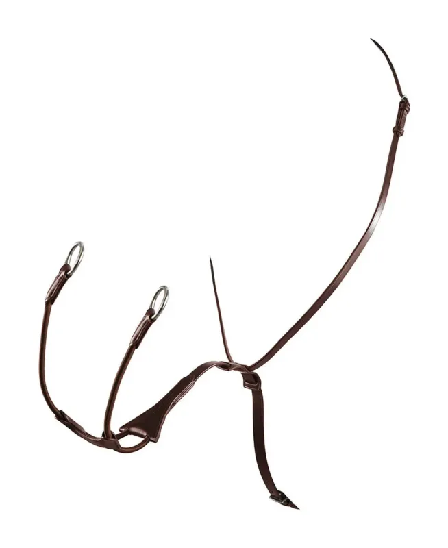 Martingale collier en cuir Melanie avec fourchette lastique Equestro - Poney - Marron fonc Bon Plan
