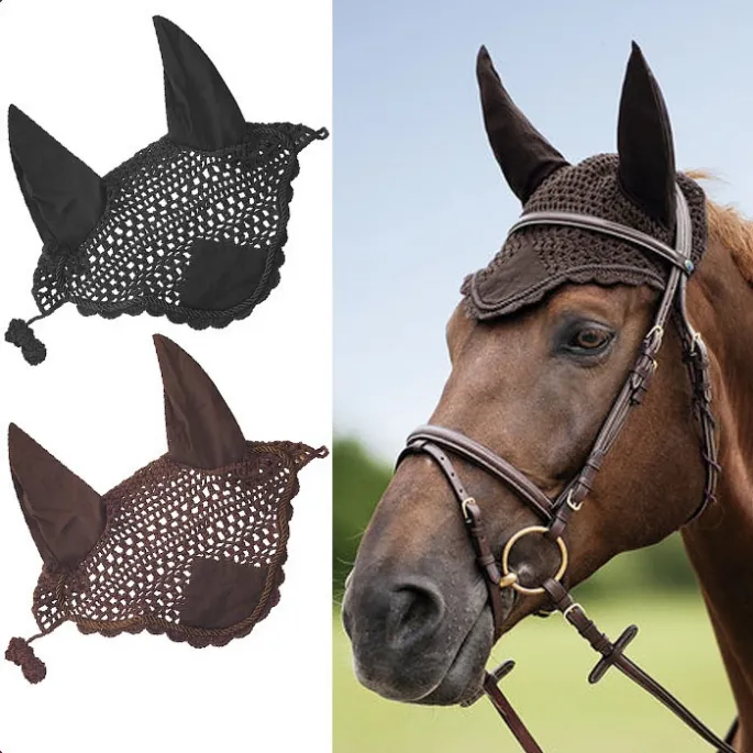 Bonnet chasse-mouches Equithme High Class - cheval - bleu acier - cheval (full ) Usine Directe