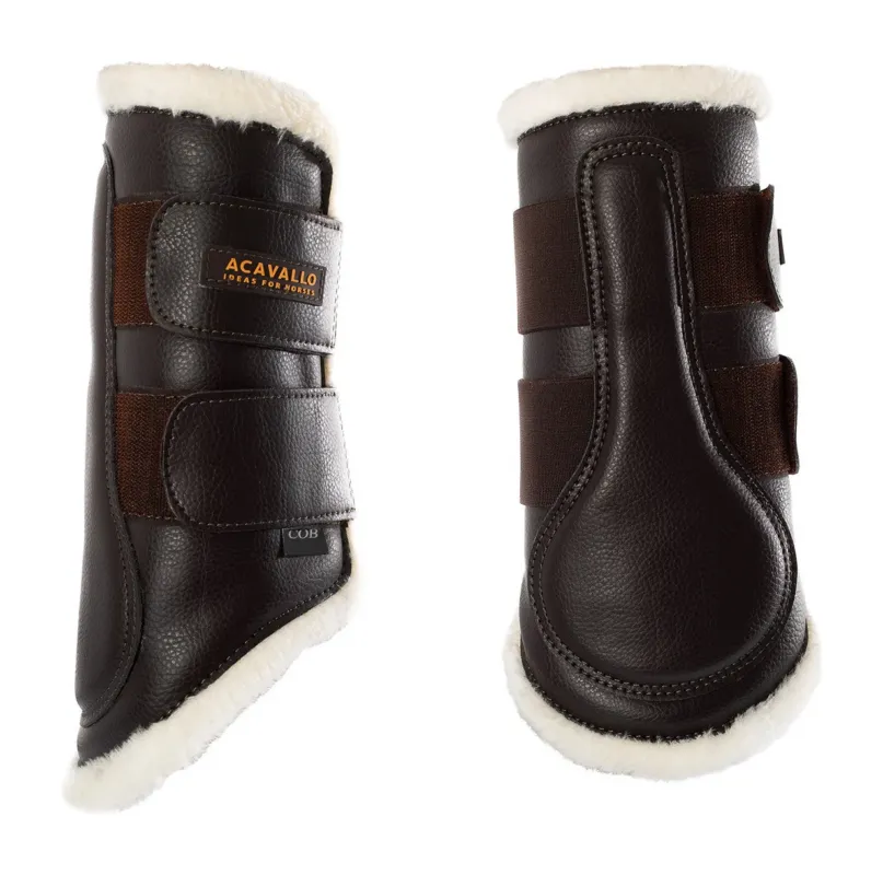 Top Vente Gutres avant en cuir cologique avec double fermeture velcro Acavallo - Poney - Marron