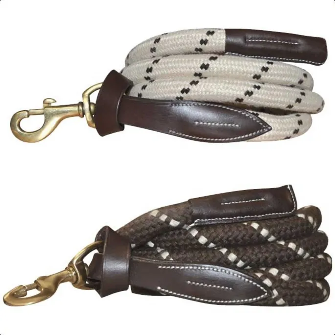 Longe cuir/corde - Canter - marron/vieux rose Offre Spciale