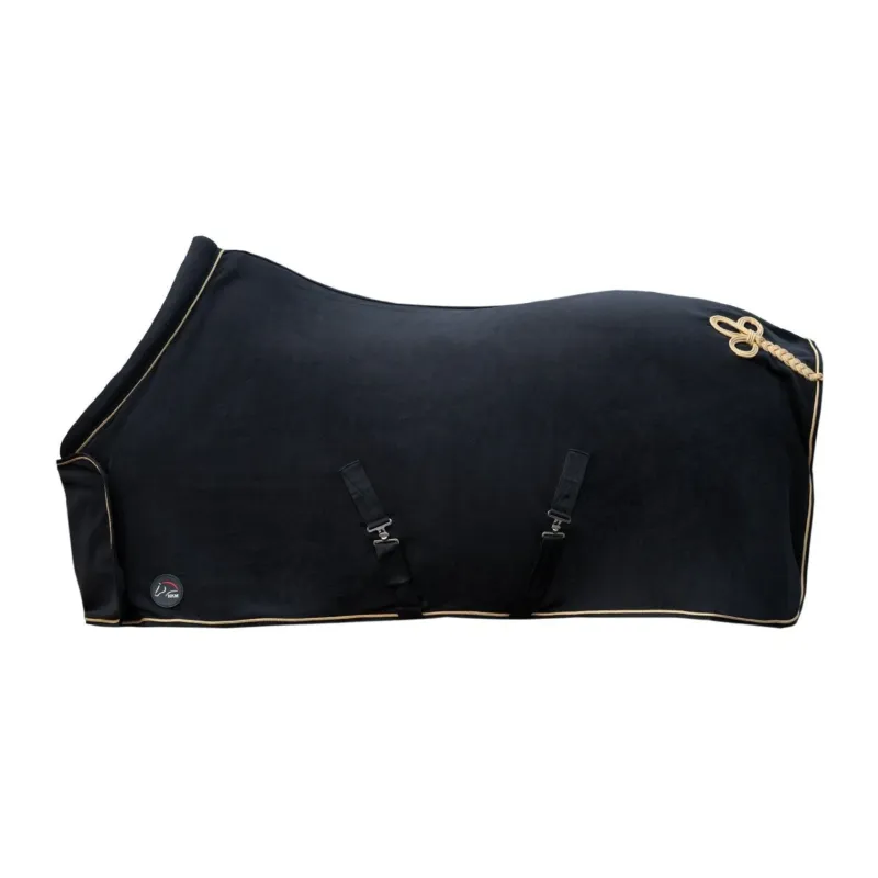 Manta para caballo HKM Fleece manta with Collar - Black/Gold / EU115/UK5'3/US62" Nouvelle Collection