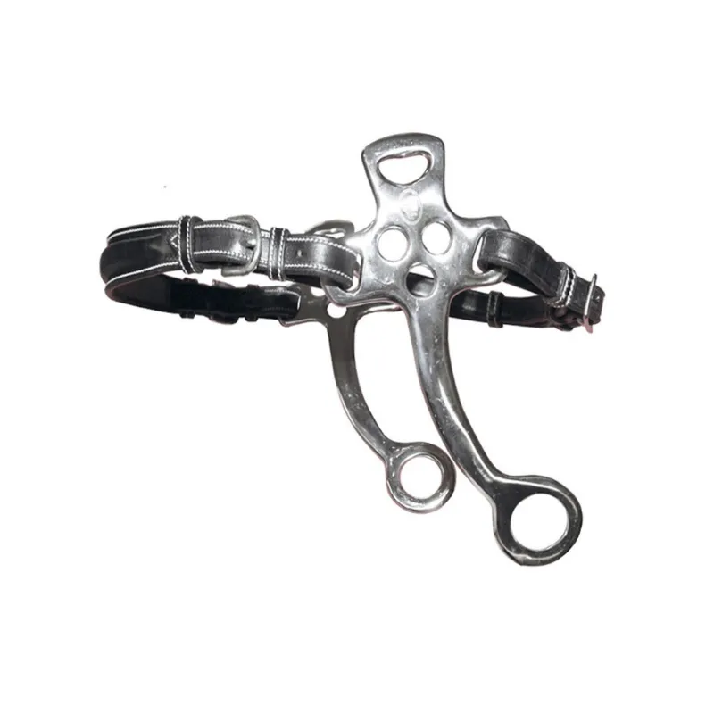 JUMPIN - Hackamore cuir branches courtes et plates - Cheval - Noir Affaire Saisir