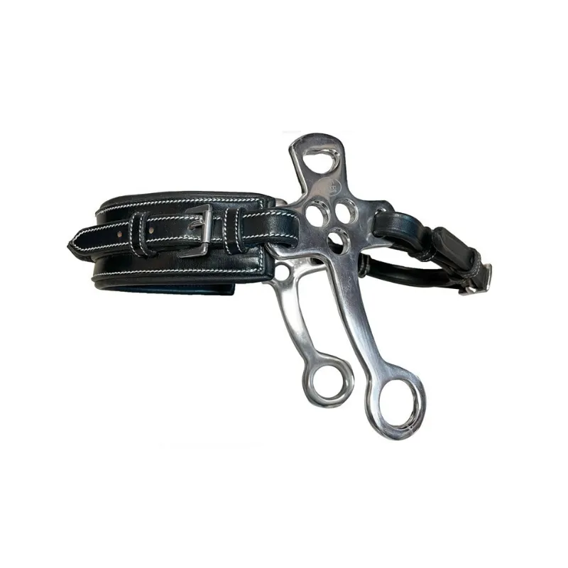 Offre Du Jour JUMPIN - Hackamore cuir branches courtes et plates rectangle - Poney - Noir