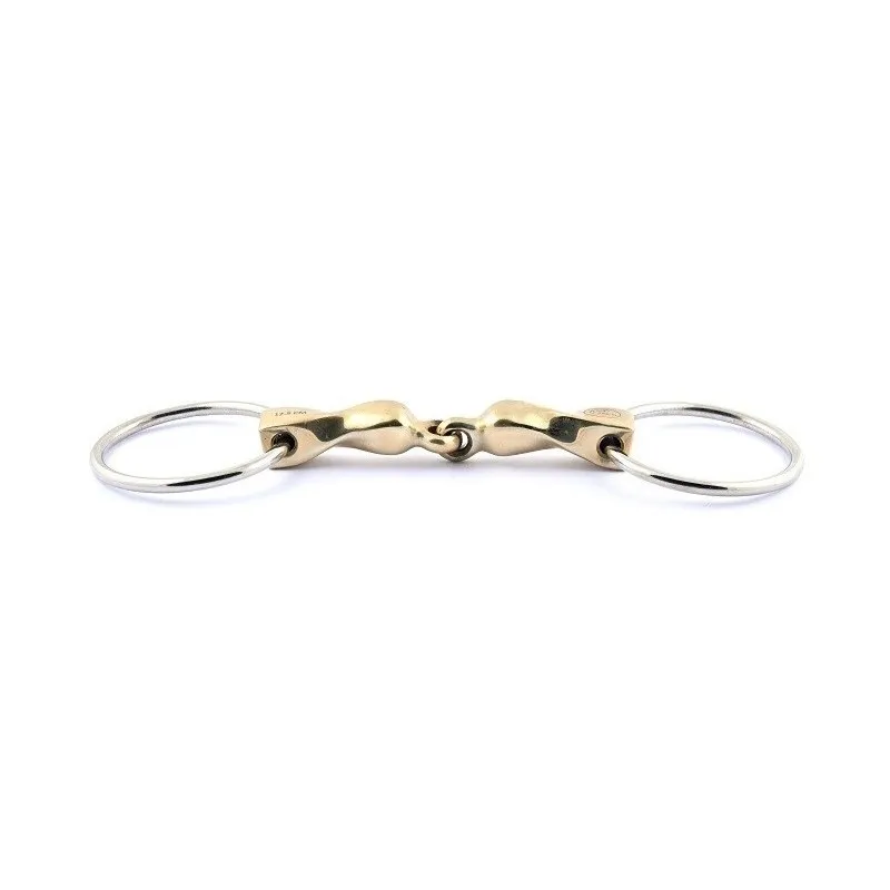 Petit Prix JUMPIN - Mors 2 anneaux gros canons carr torsad - 125 mm - German silver - Canon torsad