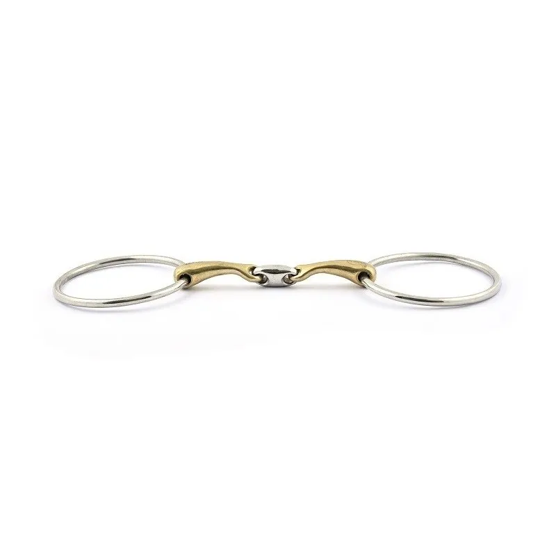 JUMPIN - Mors 2 anneaux double brisure bloqu - 125 mm - German silver - Canon double brisure Rduction