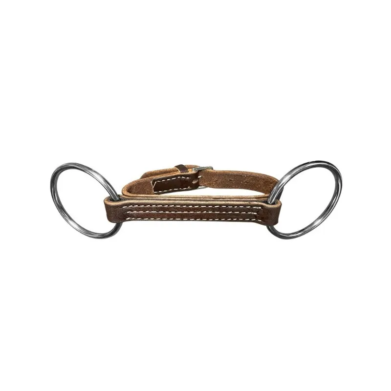 Dernire Chance JUMPIN - Mors 2 anneaux en cuir plat avec lanire - 125 mm - Cuir - Canon droit