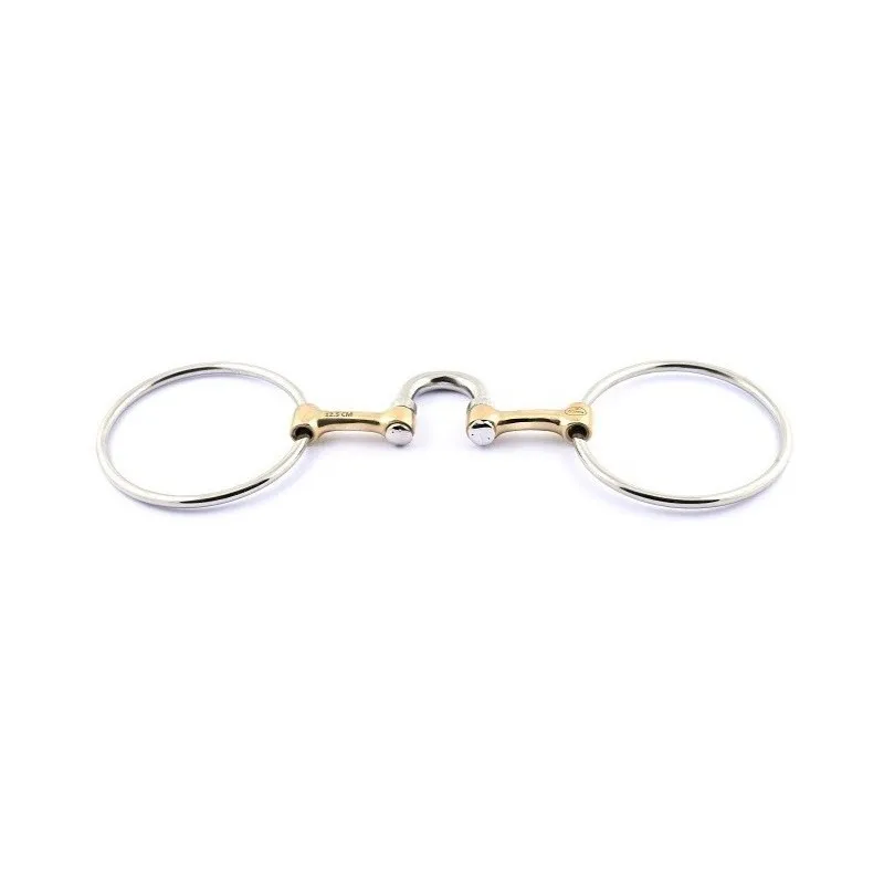 Meilleure Vente JUMPIN - Mors 2 anneaux fin double brisure grand passage de langue - 125 mm - German silver - Canon passage de langue