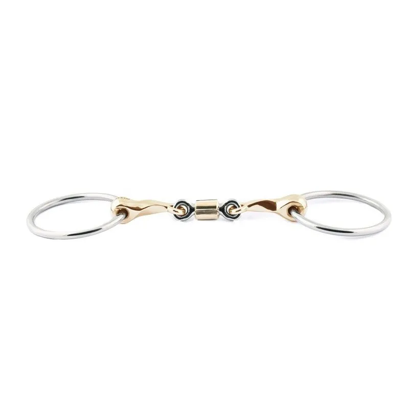 JUMPIN - Mors 2 anneaux torsad avec rouleau - 125 mm - German silver - Canon double brisure Achat Immdiat