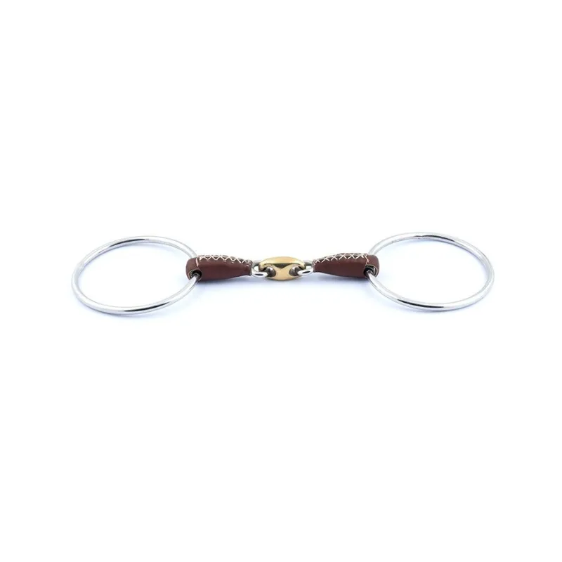 Prix Choc JUMPIN - Mors 2 grands anneaux double brisure recouvert de cuir - 125 mm - Cuir - Canon double brisure