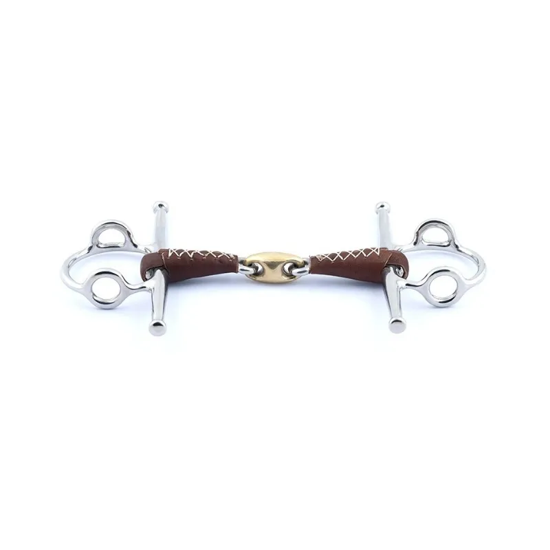 JUMPIN - Mors Aiguilles releveur double brisure recouvert de cuir - 115 mm - Cuir - Canon double brisure Populaire